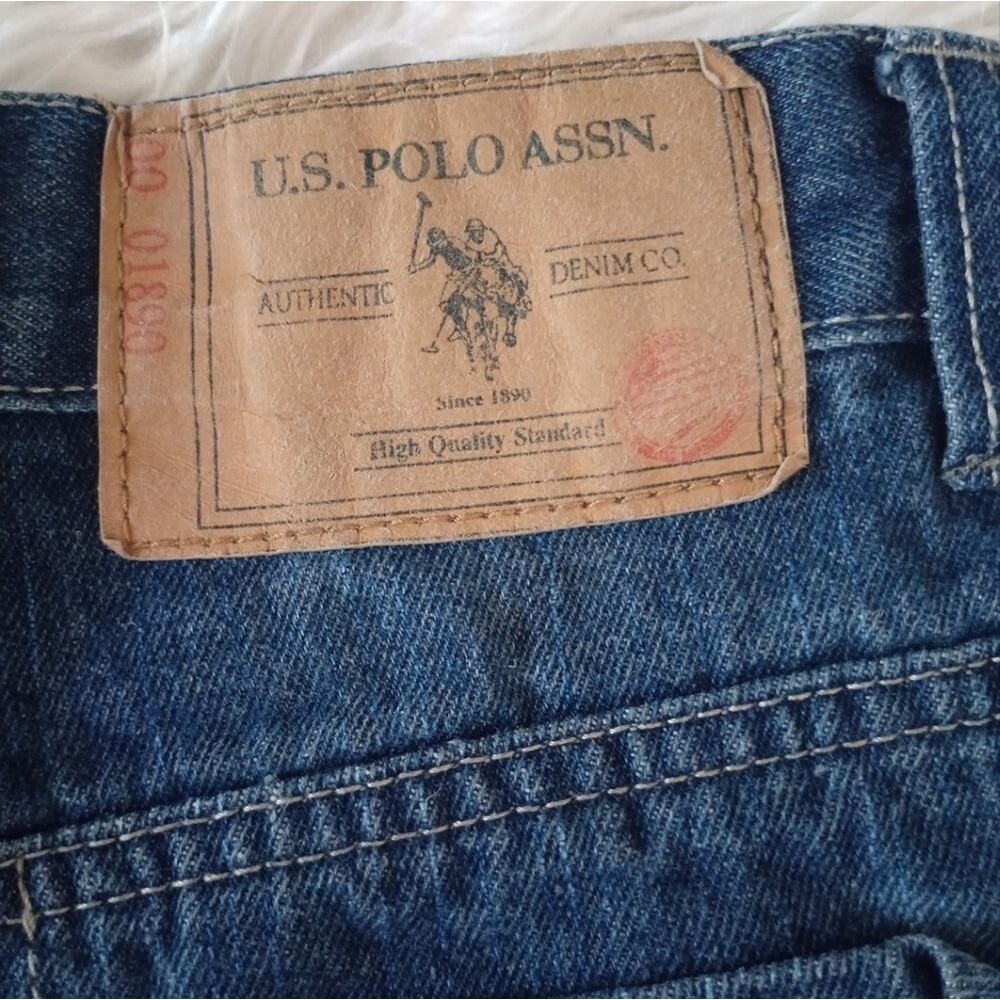 US Polo Boys Blue Bermuda Denim Shorts Sz 14 - Picture 10 of 12